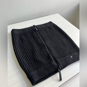 Lululemon Black Chunky Knit Double Zip Neck Wrap • One Size • Cozy Luxe